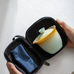 Portable Ceramic Kung Fu Tea Set with Travel Case