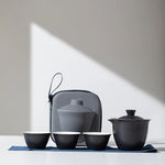 Portable Ceramic Kung Fu Tea Set with Travel Case