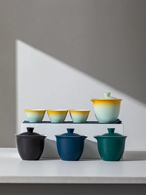 Portable Ceramic Kung Fu Tea Set with Travel Case