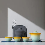 Portable Ceramic Kung Fu Tea Set with Travel Case