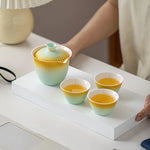 Portable Ceramic Kung Fu Tea Set with Travel Case